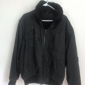 European Black Jacket Faux Fur Zip On Lining Sz L